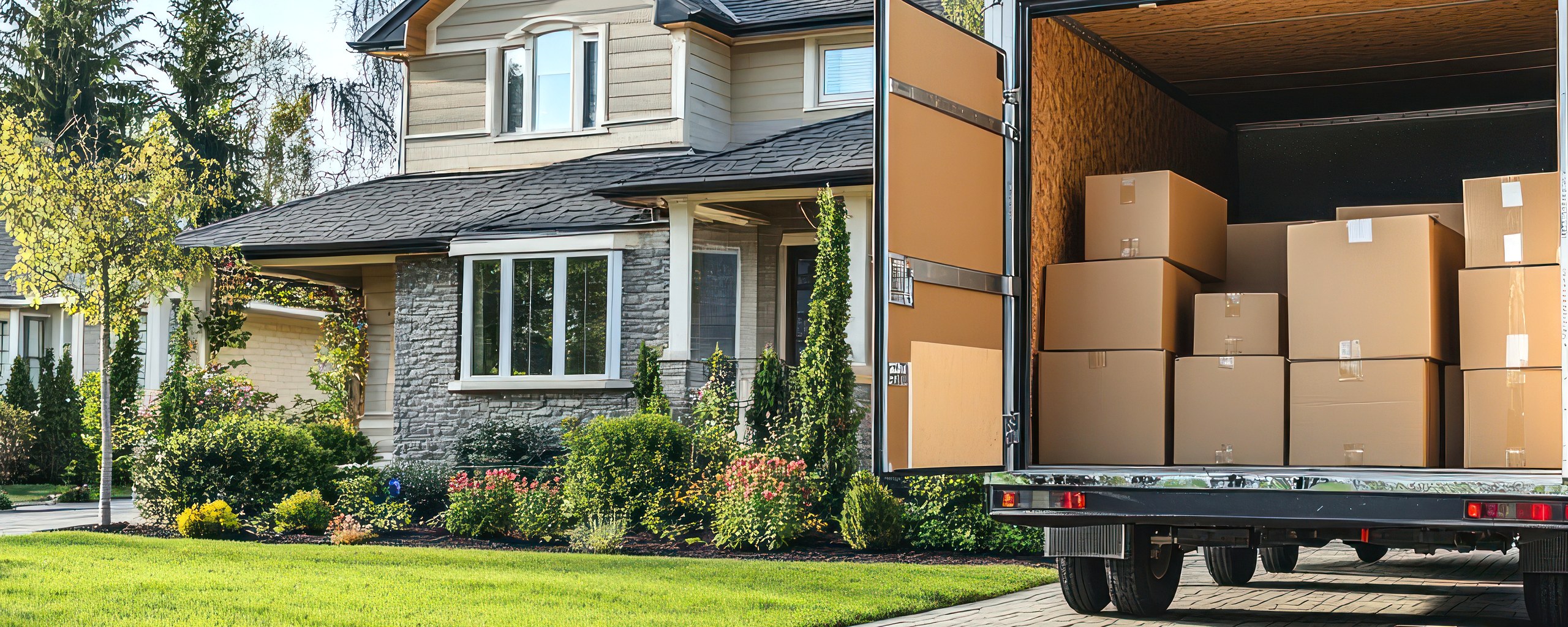 Moving truck and crew serving Barrington, Rhode Island