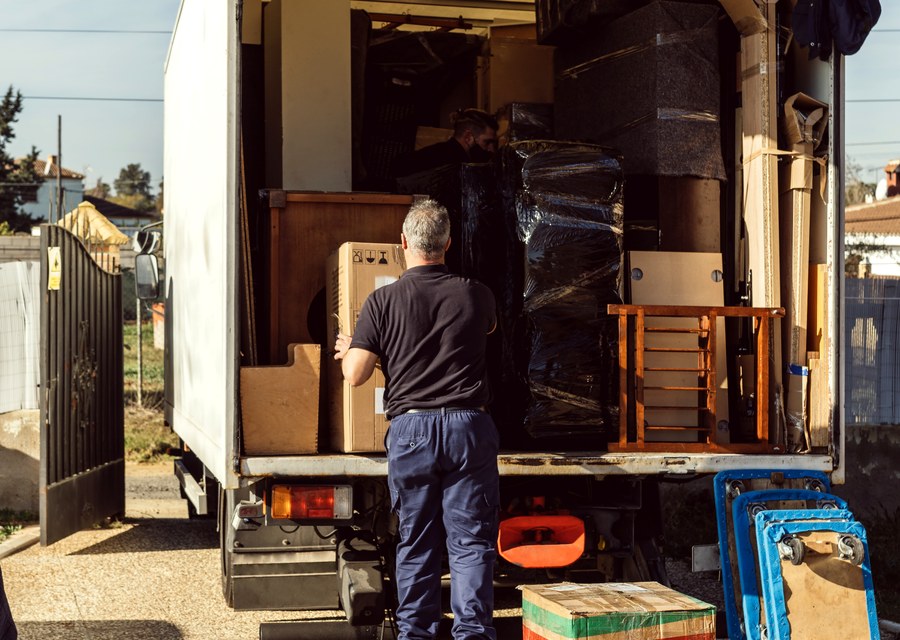 Movers loading a truck in Albuquerque, New Mexico