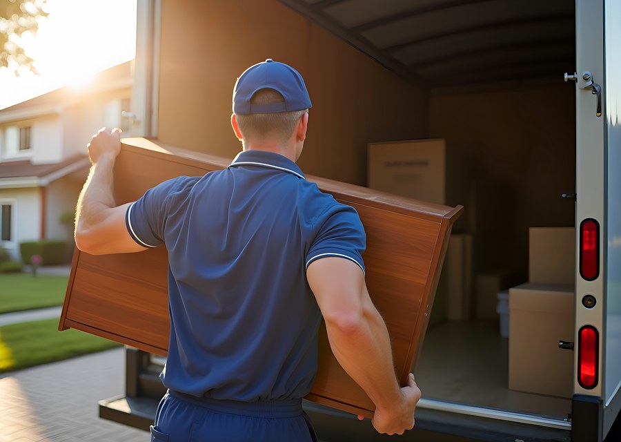 Movers loading a truck in Olathe, Kansas