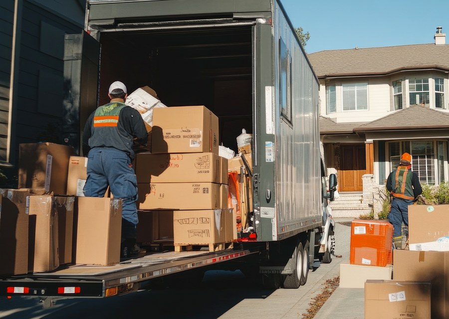 Movers loading a truck in Boston, Massachusetts