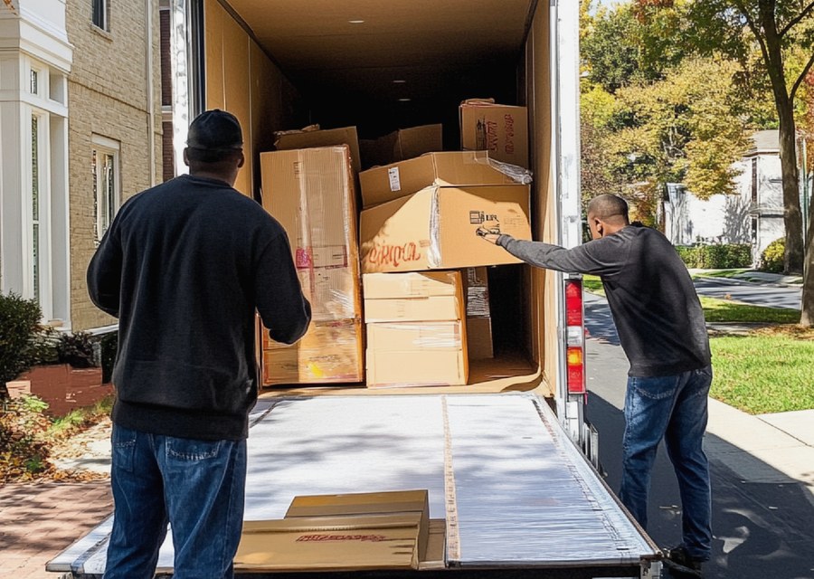 Movers loading a truck in Sioux Falls, South Dakota