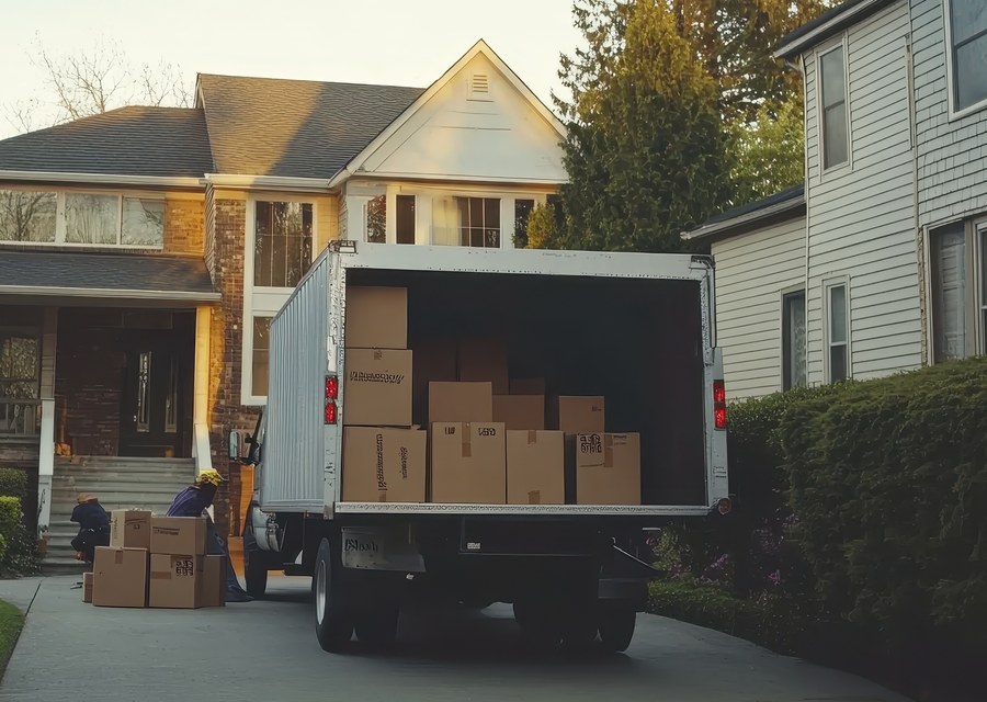 Movers loading a truck in San Diego, California