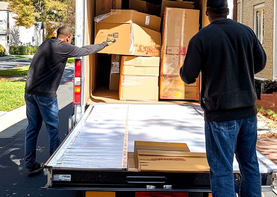 Movers loading a truck in Stamford, Connecticut