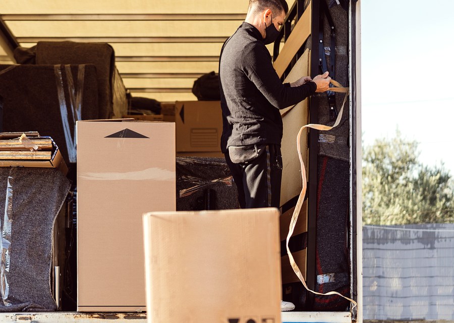 Movers loading a truck in Huntsville, Alabama