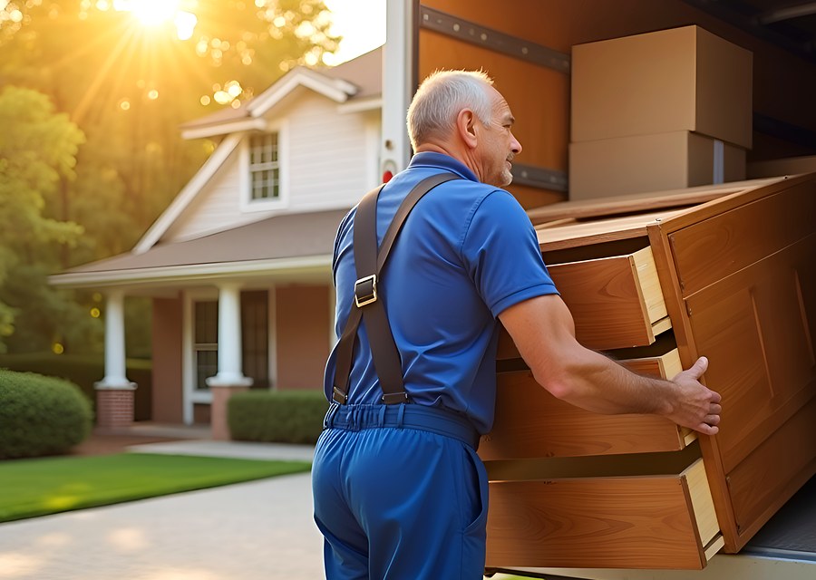 Movers loading a truck in Lakewood, Colorado