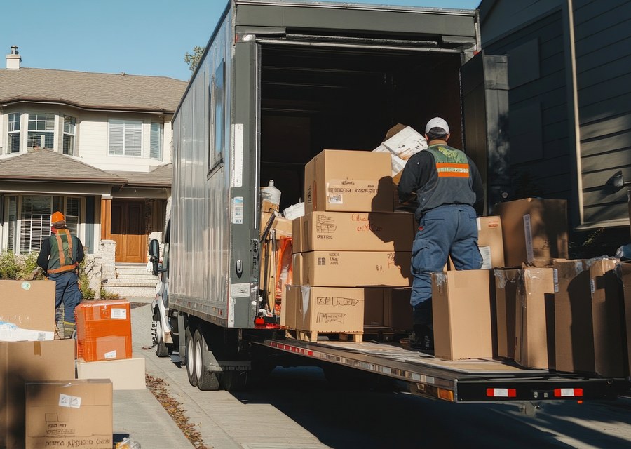 Movers loading a truck in Cranston, Rhode Island