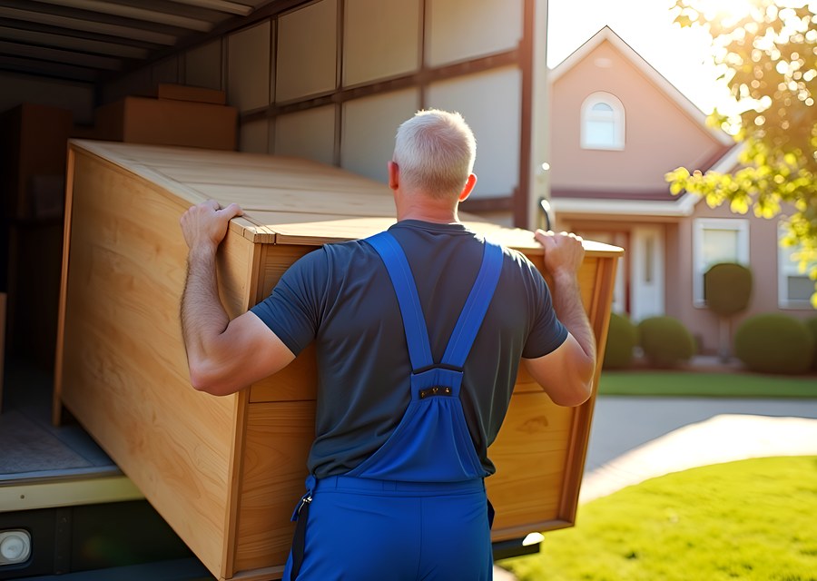 Movers loading a truck in Aurora, Colorado