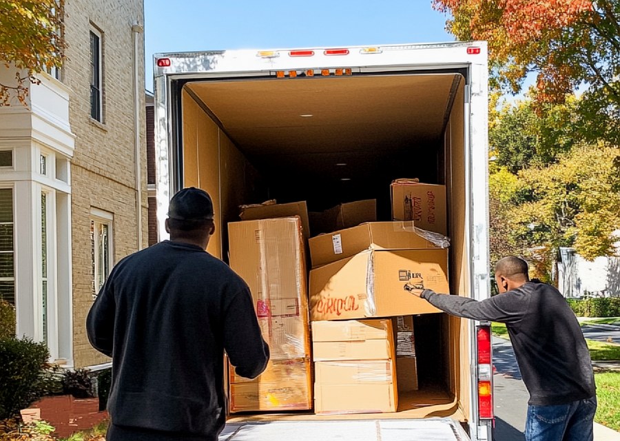 Movers loading a truck in Smyrna, Delaware