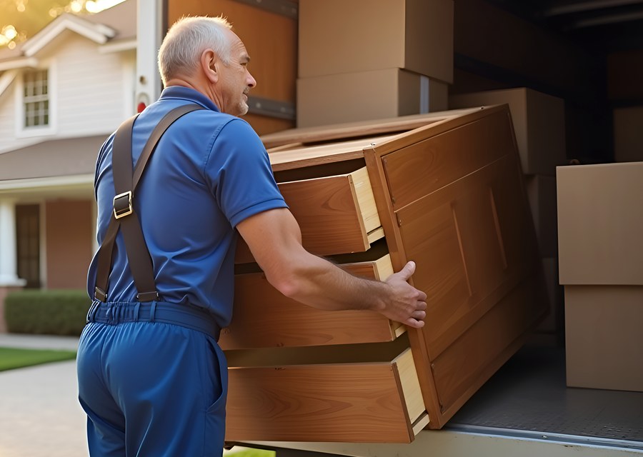 Movers loading a truck in Carmel, Indiana