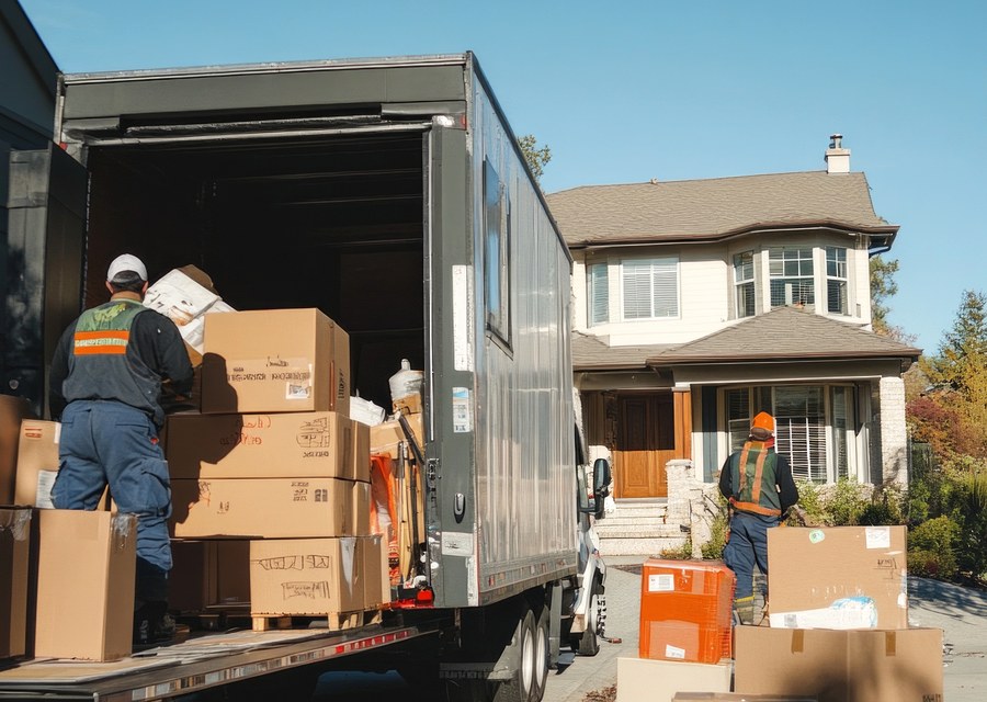 Movers loading a truck in San Diego, California