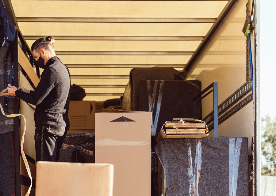 Movers loading a truck in Springfield, Massachusetts