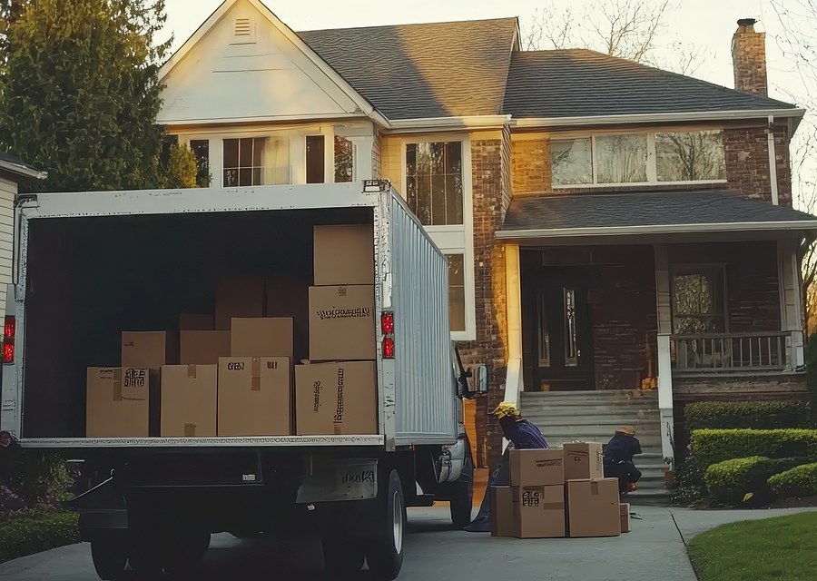 Movers loading a truck in Kansas City, Kansas