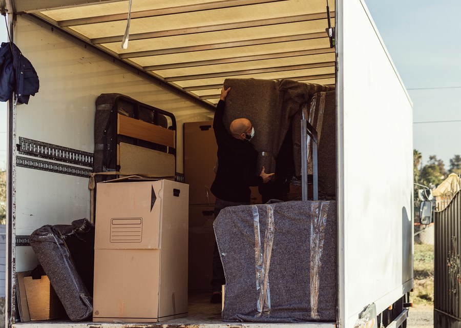 Movers loading a truck in Cambridge, Massachusetts