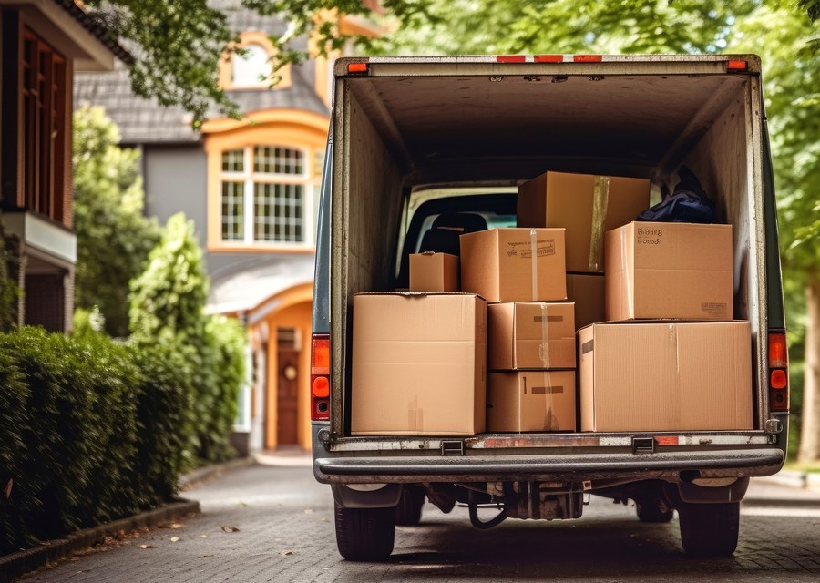 Movers loading a truck in Cedar Rapids, Iowa