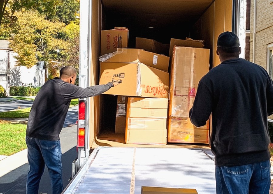 Movers loading a truck in Raleigh, North Carolina