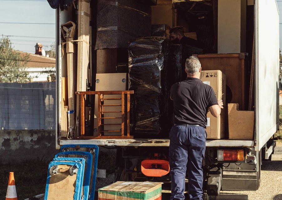Movers loading a truck in South Bend, Indiana