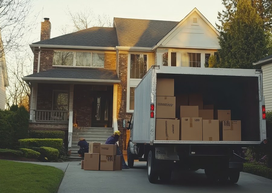 Movers loading a truck in Oklahoma City, Oklahoma