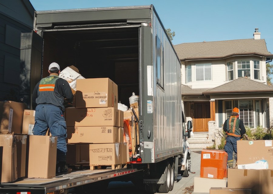 Movers loading a truck in Shreveport, Louisiana
