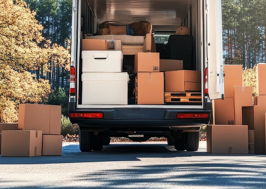 Movers loading a truck in Fresno, California
