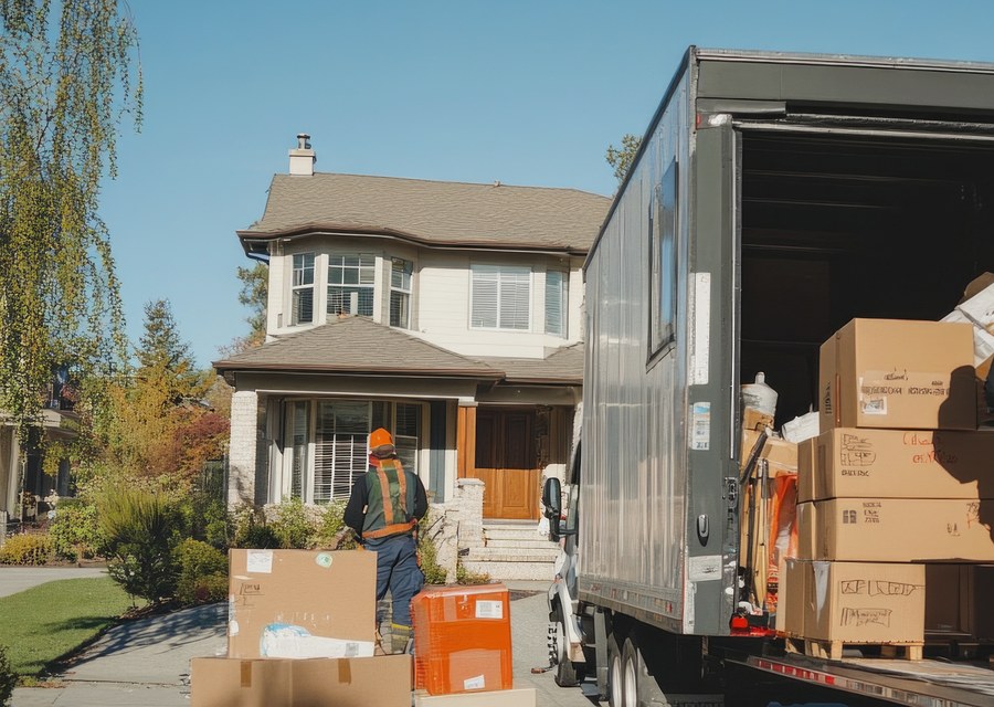 Movers loading a truck in South Burlington, Vermont