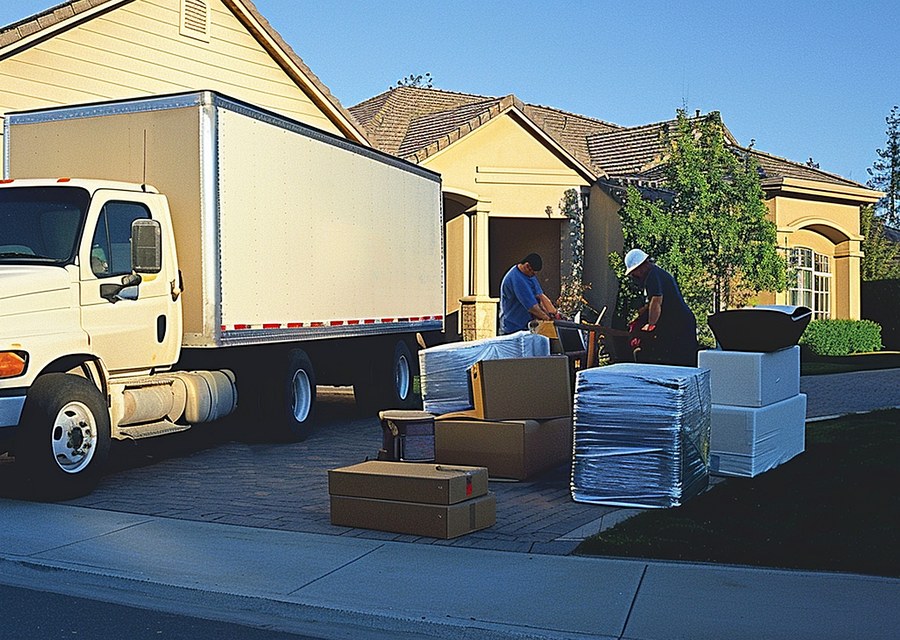 Movers loading a truck in Pittsburgh, Pennsylvania