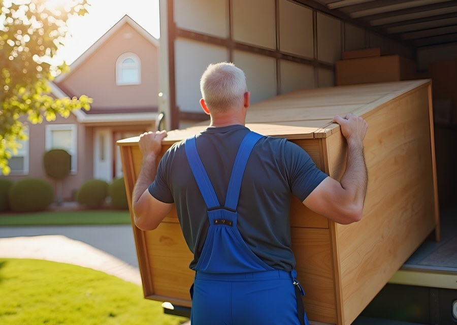 Movers loading a truck in Sioux City, Iowa