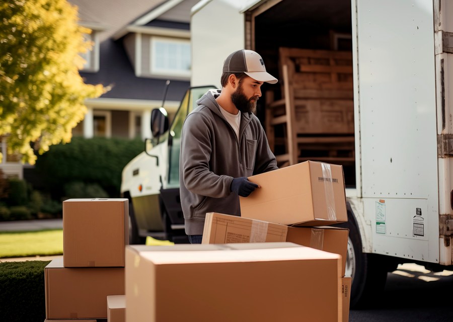 Movers loading a truck in Topeka, Kansas