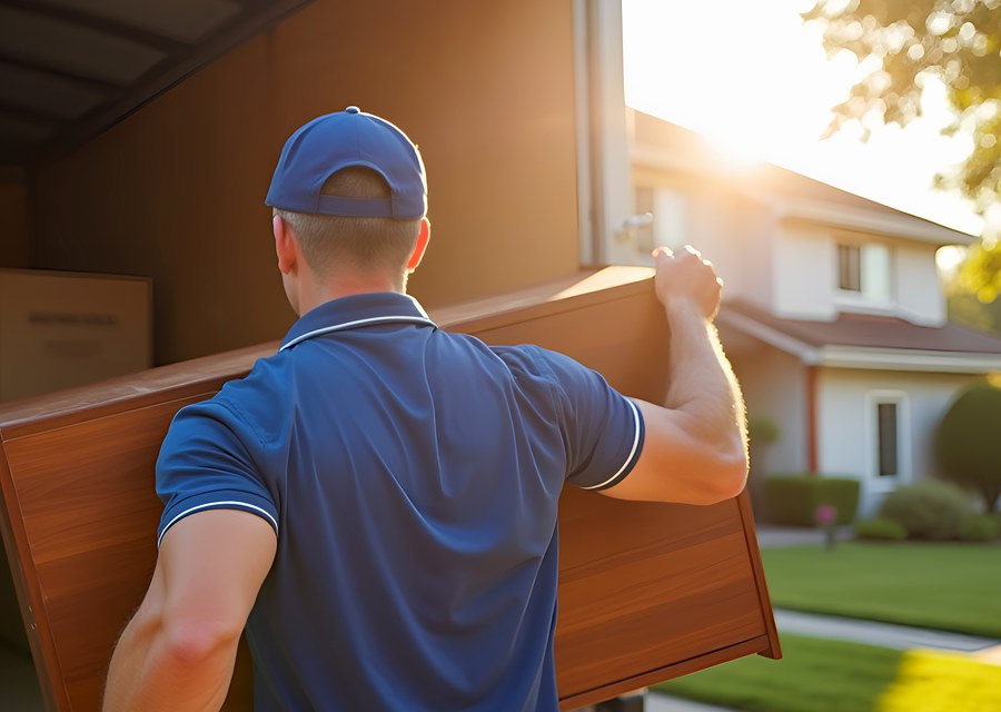 Movers loading a truck in Los Angeles, California