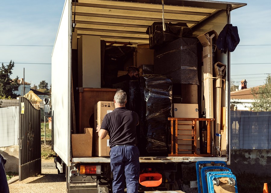 Movers loading a truck in Lincoln, Nebraska