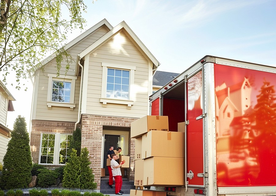 Movers loading a truck in Houston, Texas
