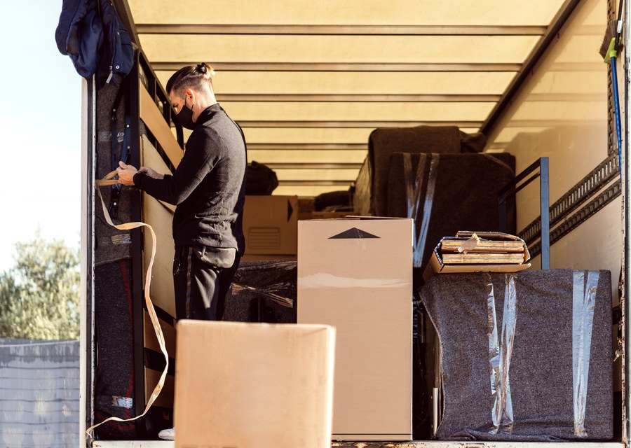 Movers loading a truck in Lake Charles, Louisiana