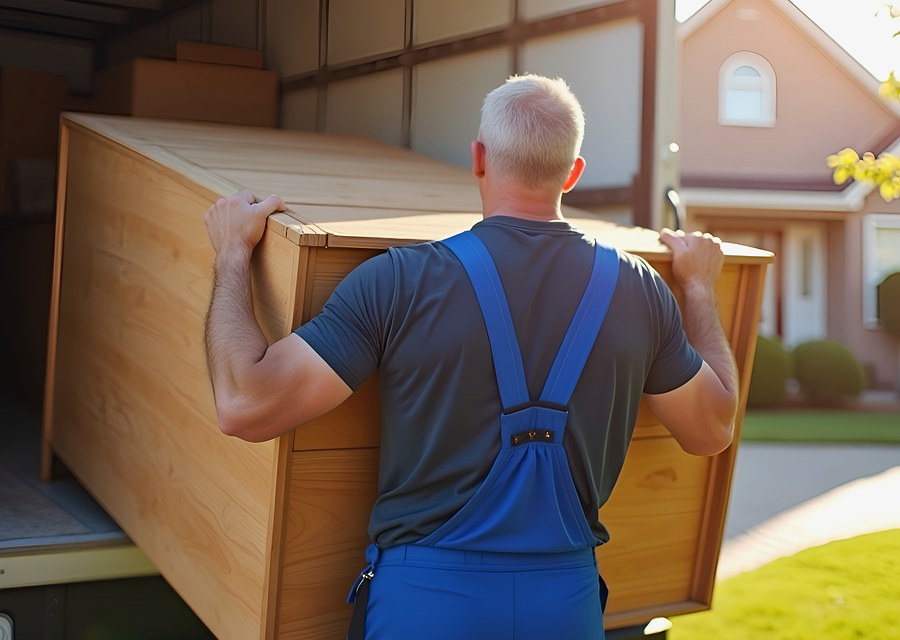 Movers loading a truck in Sioux City, Iowa