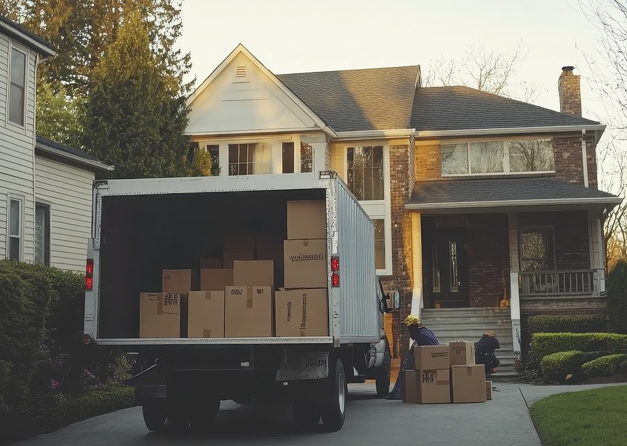 Movers loading a truck in Millcreek, Pennsylvania