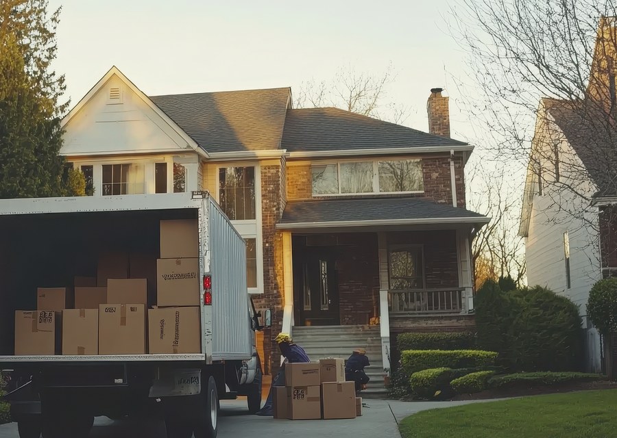 Movers loading a truck in Springfield, Massachusetts