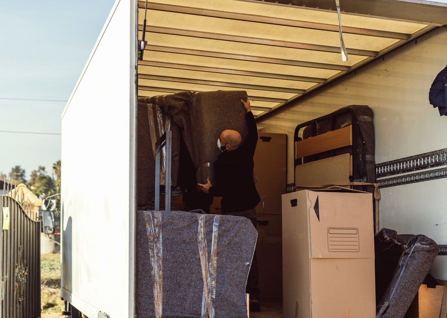 Movers loading a truck in Chesapeake, Virginia