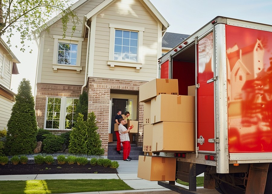 Movers loading a truck in Gaithersburg, Maryland