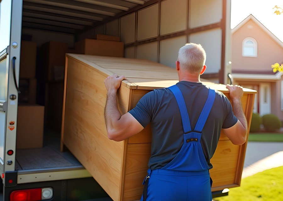 Movers loading a truck in Carmel, Indiana