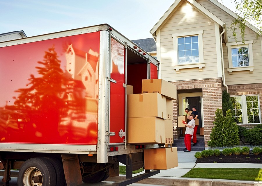 Movers loading a truck in Warwick, Rhode Island