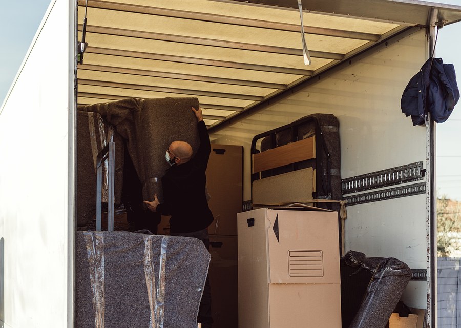 Movers loading a truck in Norman, Oklahoma