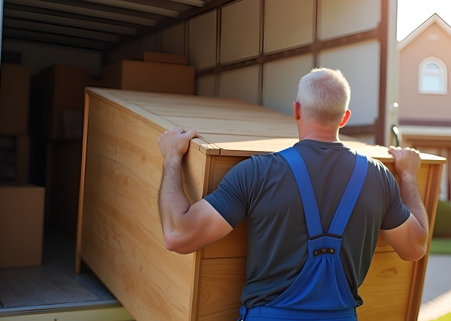 Movers loading a truck in San Francisco, California