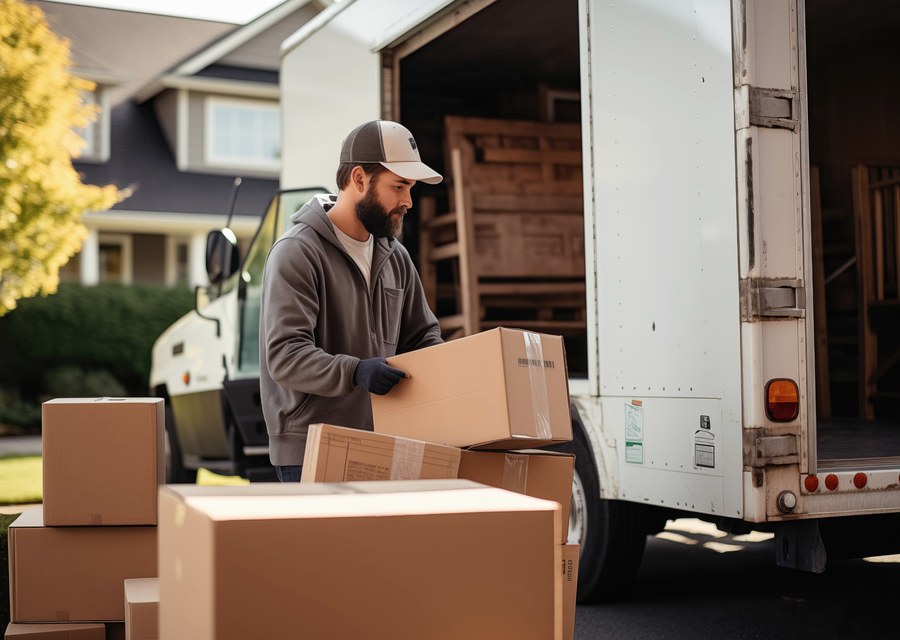 Movers loading a truck in Cranston, Rhode Island