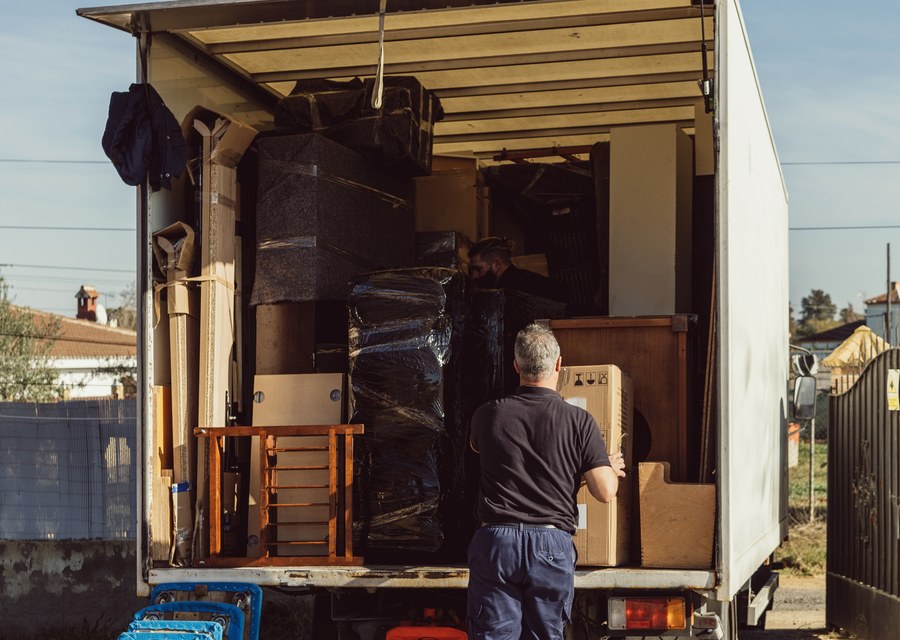 Movers loading a truck in Fort Collins, Colorado