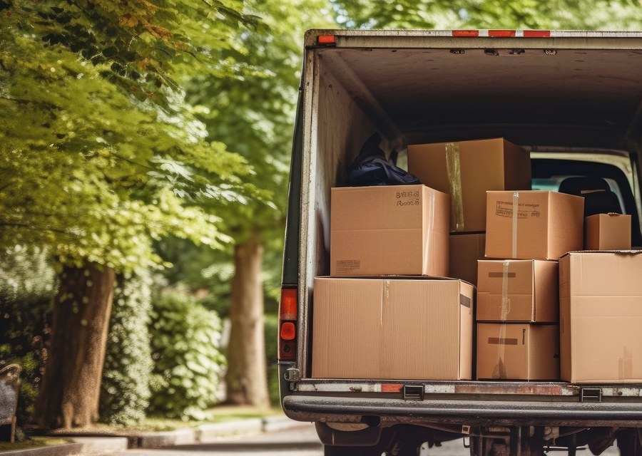 Movers loading a truck in Newark, New Jersey