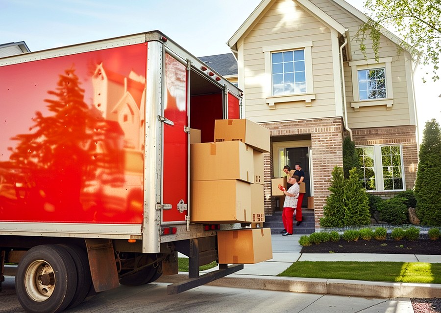 Movers loading a truck in Mobile, Alabama