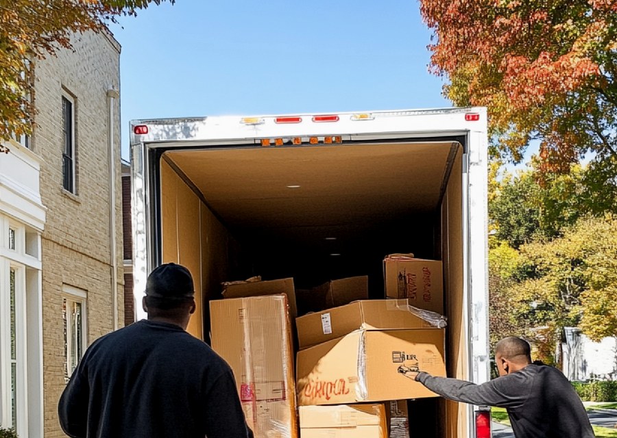 Movers loading a truck in Broken Arrow, Oklahoma