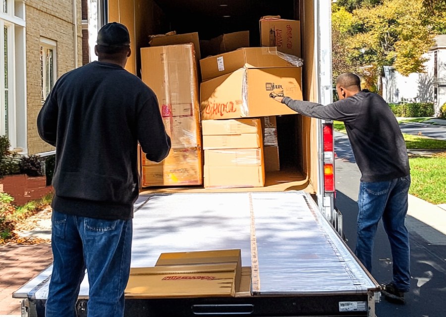 Movers loading a truck in Broken Arrow, Oklahoma