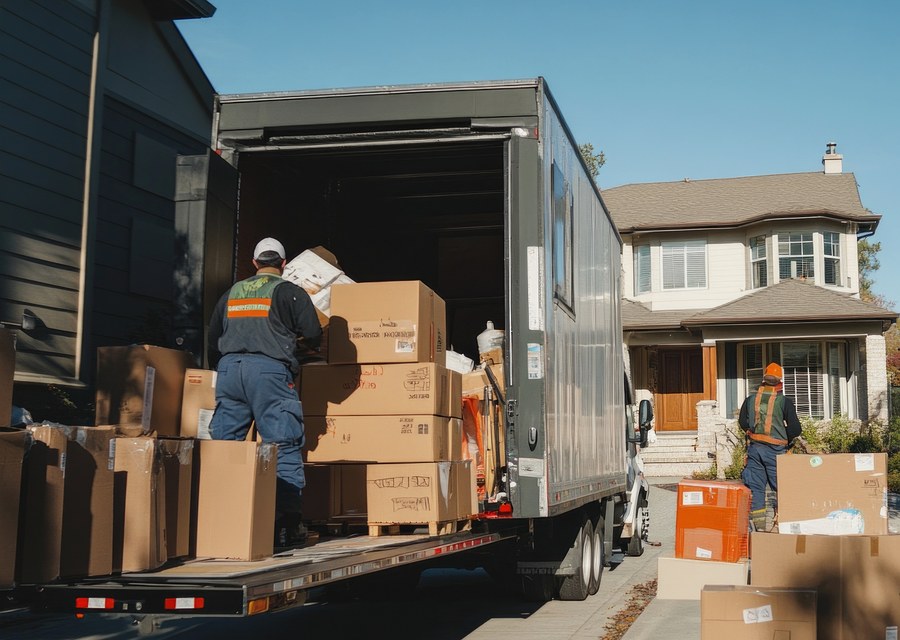 Movers loading a truck in Yonkers, New York