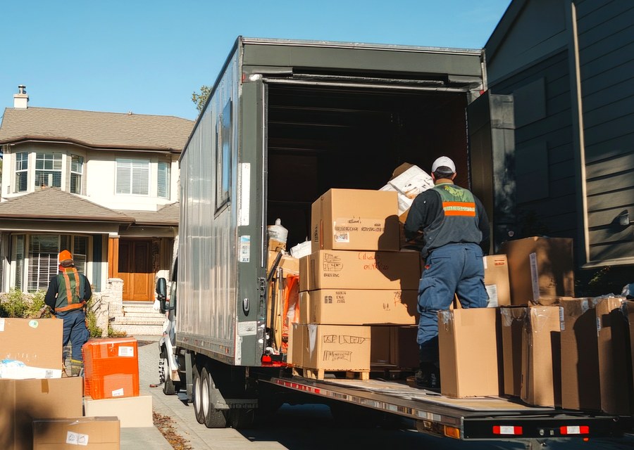 Movers loading a truck in San Diego, California