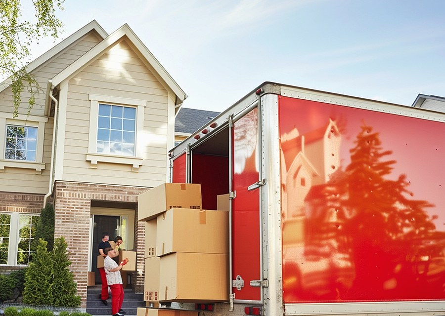 Movers loading a truck in Des Moines, Iowa