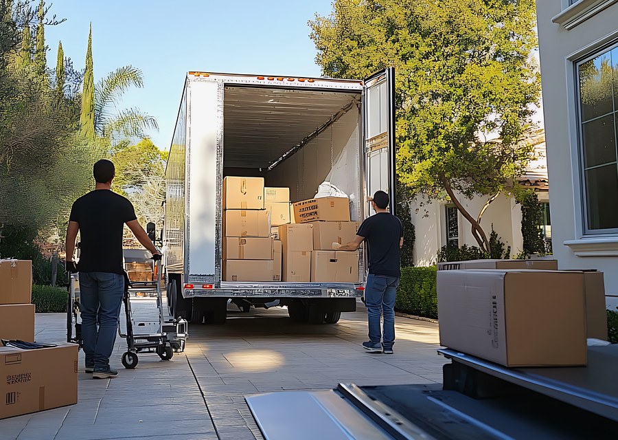 Movers loading a truck in Moorhead, Minnesota